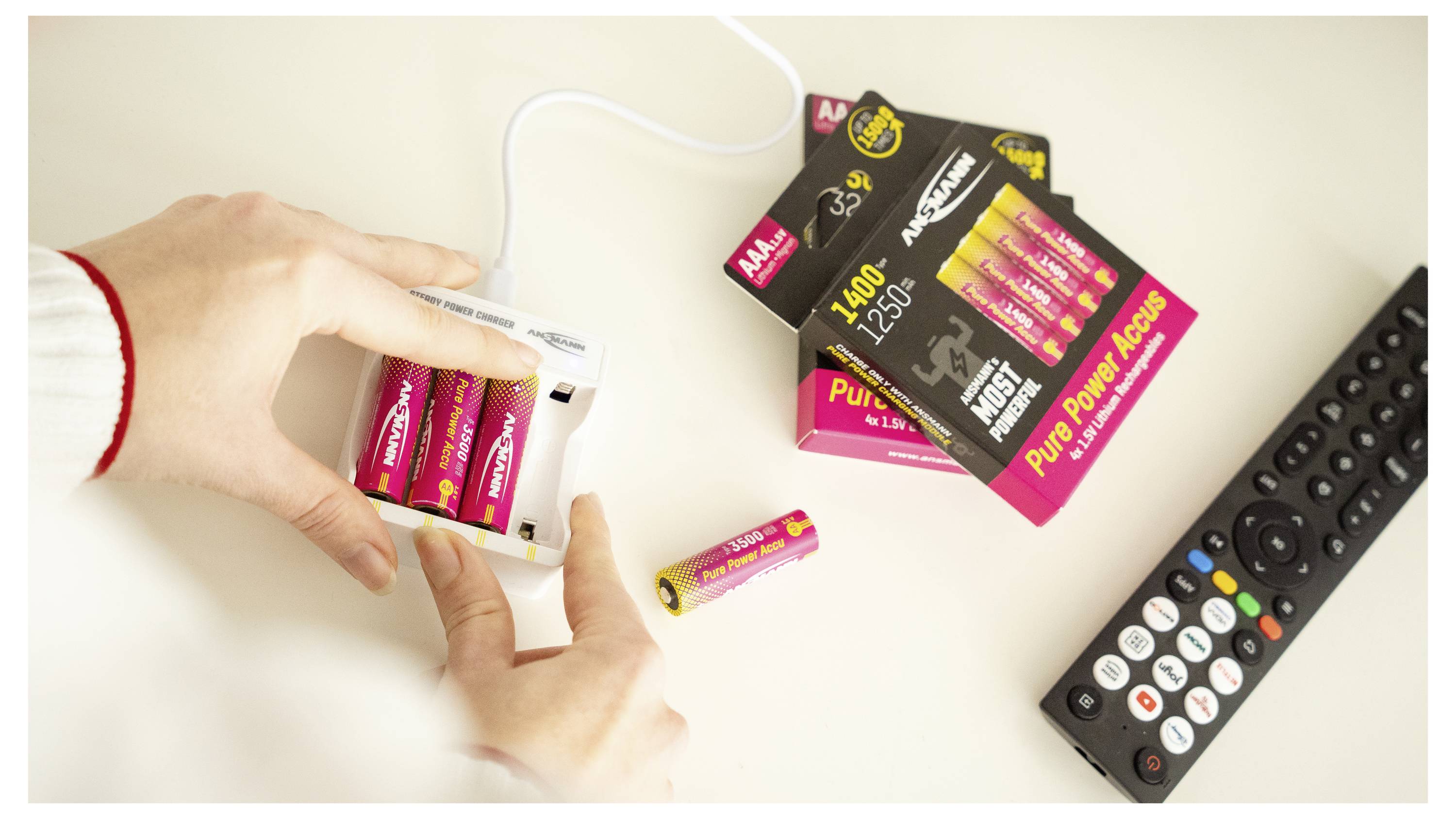 Ansmann Pure Power Set 4× Micro AAA Akkus und Lademodul Batteria ricaricabile Ministilo (AAA) NiMH 1250 mAh 1.2 V 1 pz.-13