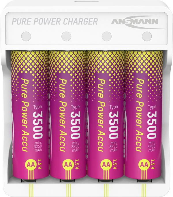 Ansmann Pure Power Set 4× Mignon AA Akkus und Lademodul Batteria ricaricabile Stilo (AA) Li-Ion 3250 mAh 1.5 V 1 pz.