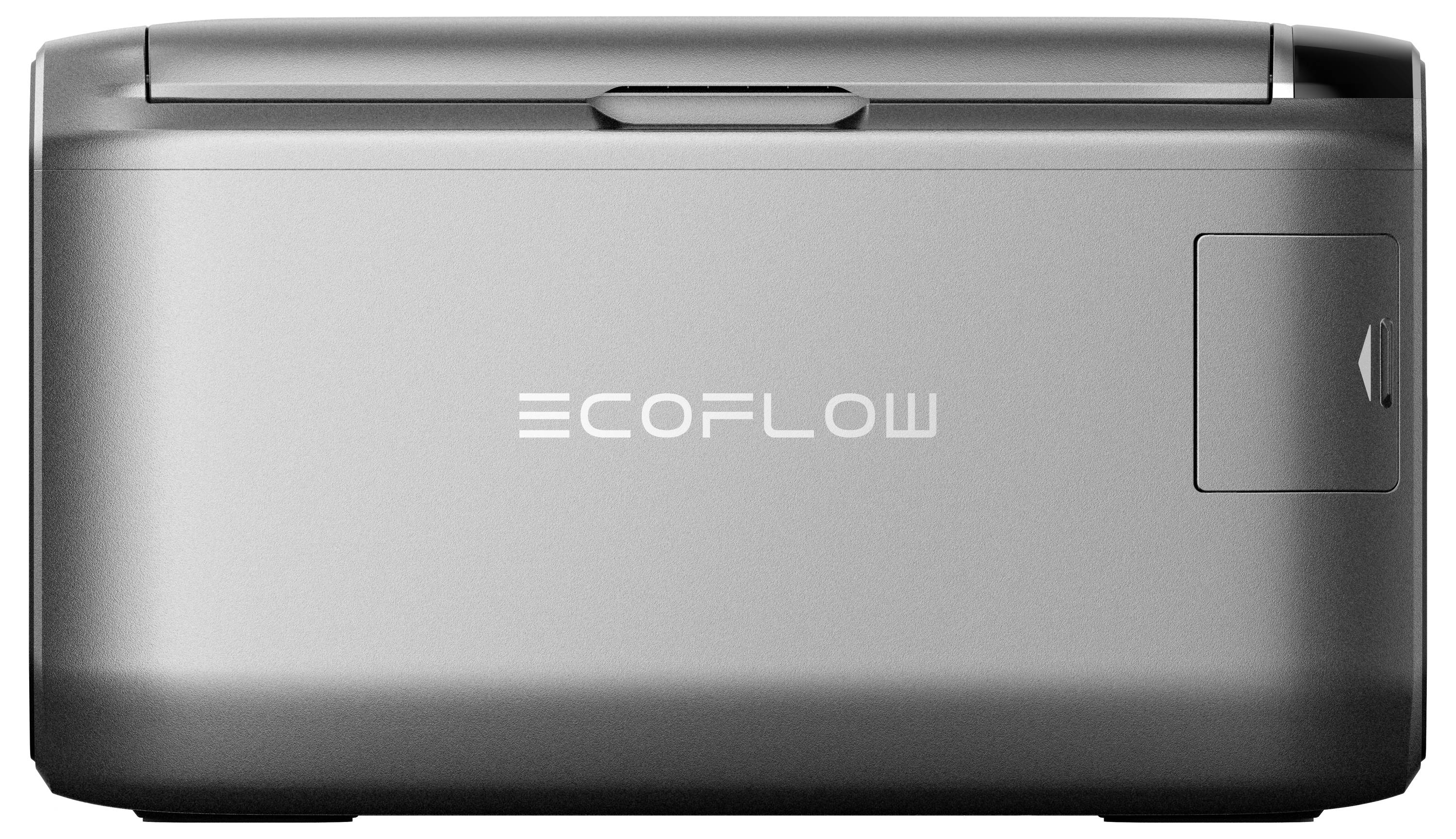 Stazione di alimentazione portatile 'ECOFLOW' con un design rettangolare elegante, che mette in evidenza una forma moderna e compatta adatta al facile trasporto.
