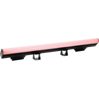Una lunga striscia di luci LED rosse di forma cilindrica con supporti di montaggio neri, utilizzata per l'illuminazione e la decorazione.