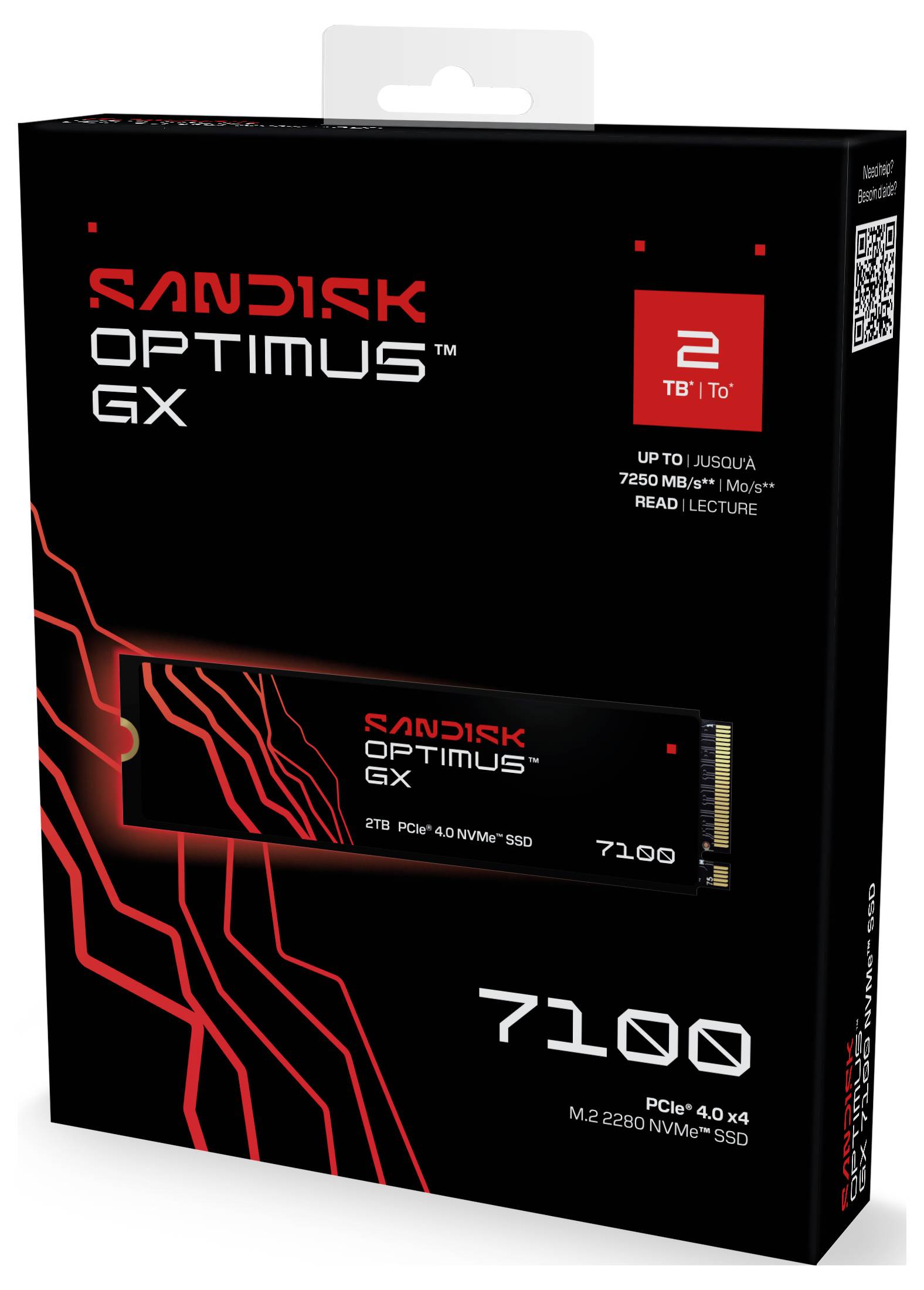 SanDisk Optimus GX 7100 2 TB SSD interno NVMe/PCIe M.2 PCIe NVMe 4.0 x4 Dettaglio SDSP71200TAN-000E0-6