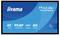 'Schermata blu che mette in evidenza le caratteristiche dell'iiyama ProLite T4329AS: touch PCAP da 43", contrasto profondo, funzionamento Android 24/7, rivestimento AG.'