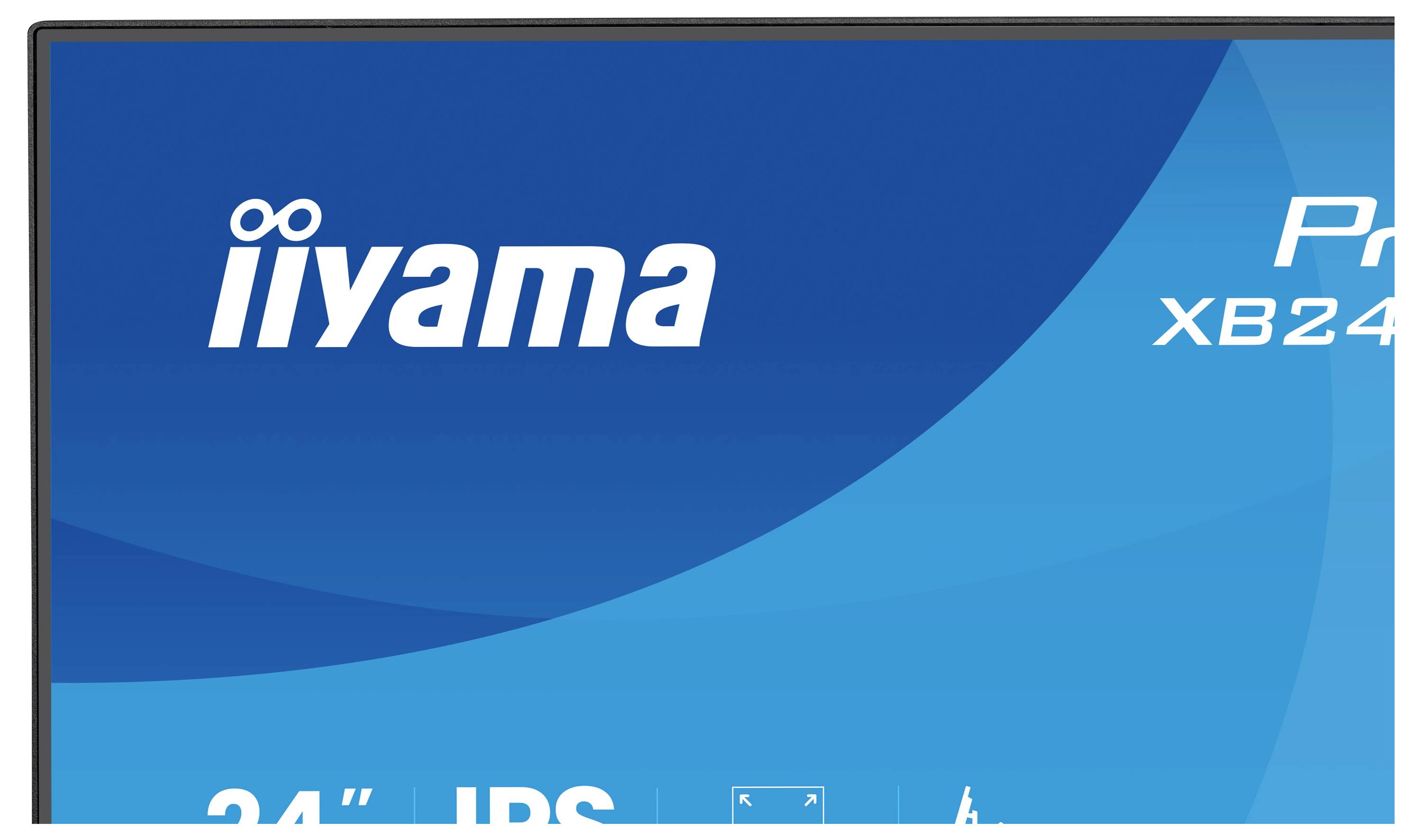 Un monitor che visualizza una schermata blu con il marchio 'iiyama' e il numero di modello 'ProLite XB24'.