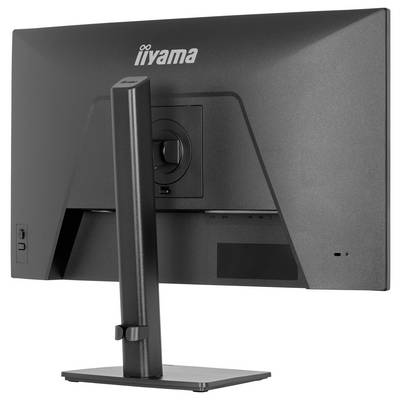 L'immagine mostra la vista posteriore di un monitor per computer su un supporto, che visualizza il marchio iiyama.