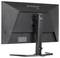 Un monitor per computer nero con supporto visibile, fotografato da dietro, che mostra un design minimalista con il nome del marchio ben visibile.