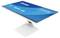 Un monitor per computer piatto e bianco che visualizza uno schermo blu con il testo "iiyama ProLite T2735MSC" e "27" Touch AG", inclinato verso sinistra.