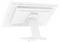 L'immagine mostra la vista posteriore di un monitor per computer bianco con una base rettangolare e un supporto verticale, evidenziandone il design minimalista.