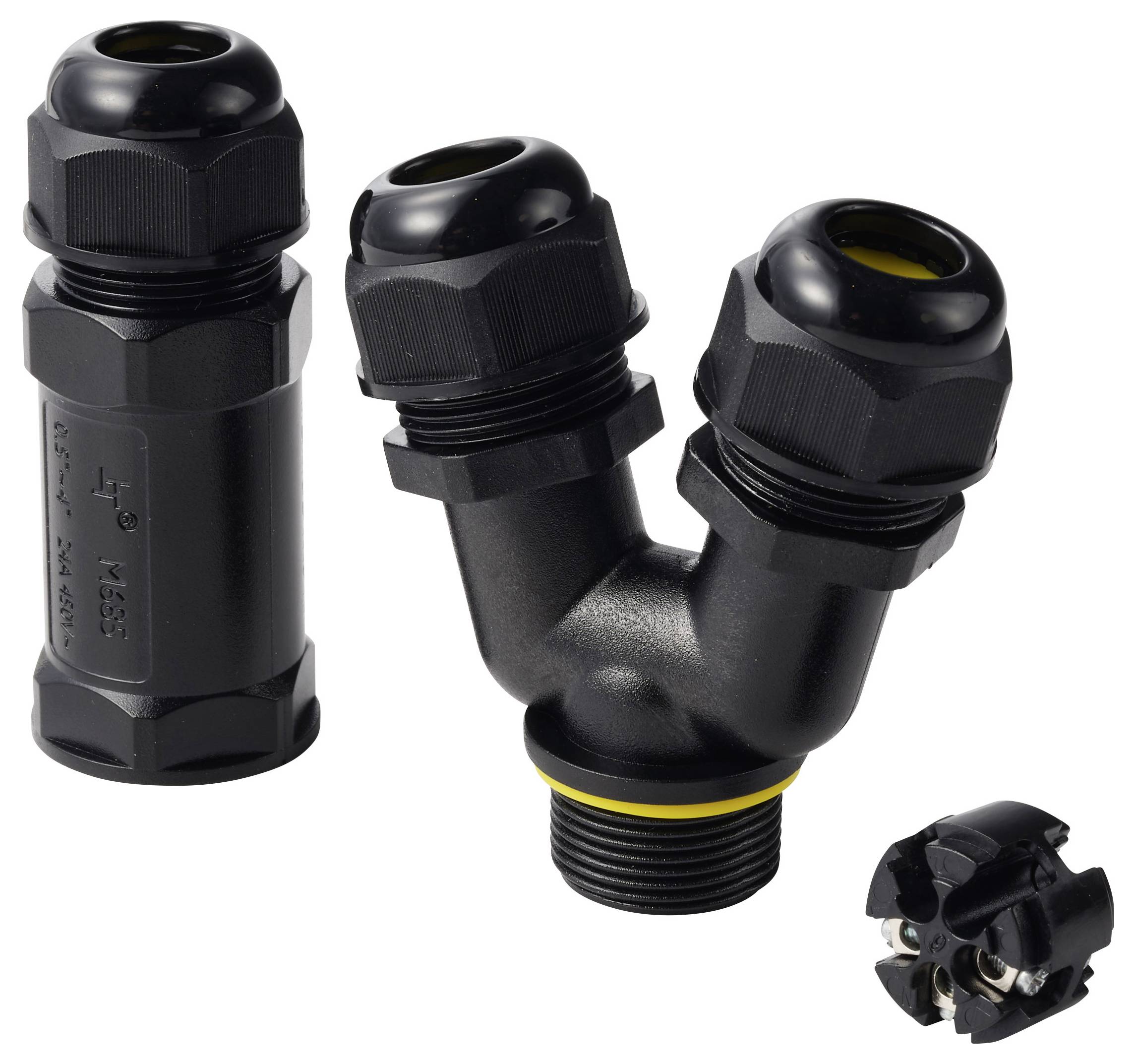 Connettore cavo a Y TRU COMPONENTS IP68 impermeabile, 3 ingressi, contatto a vite a 3 poli, 0,5-4,0 mm² TC-14745264 Nero-3