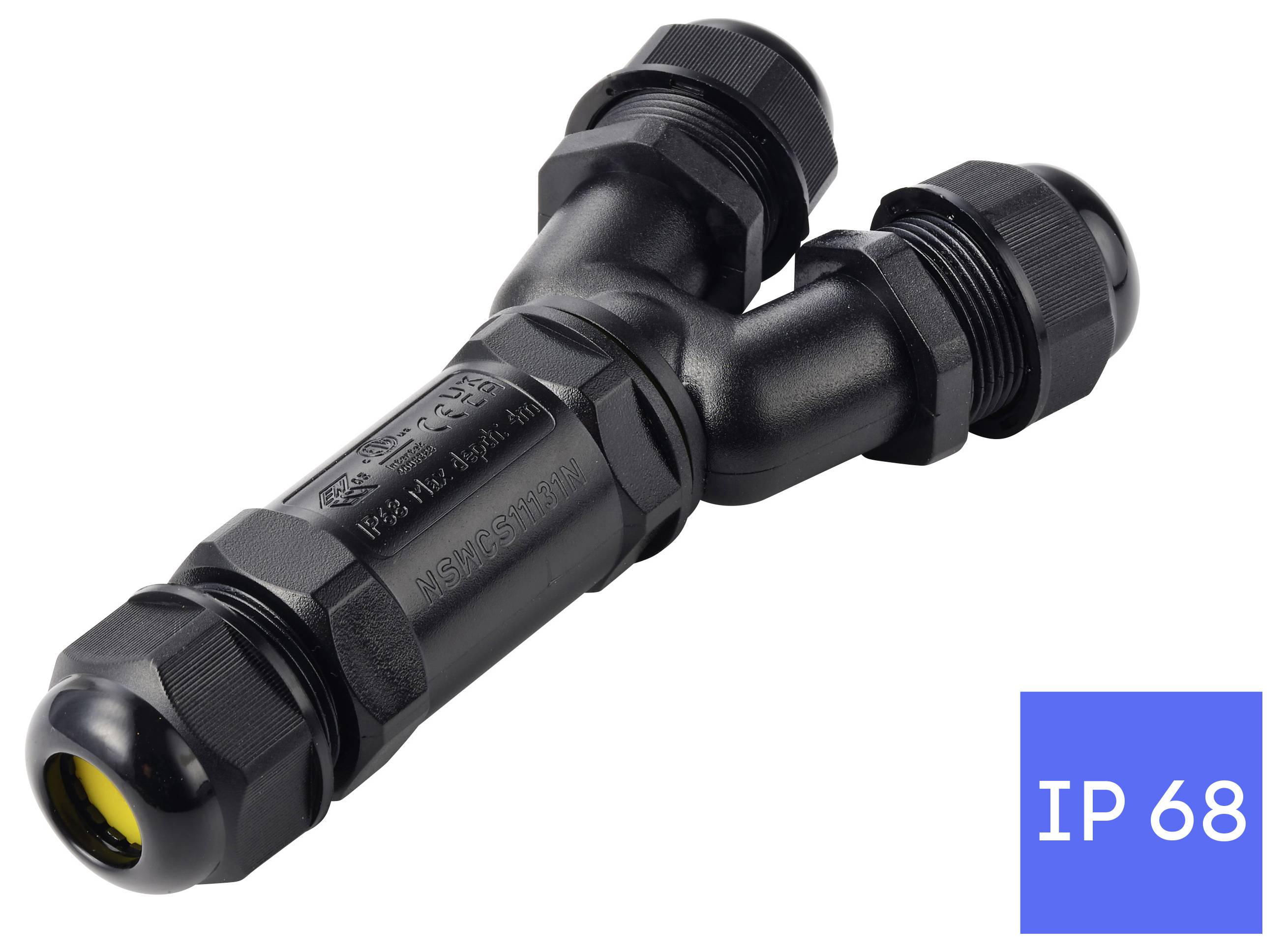 Connettore cavo a Y TRU COMPONENTS IP68 impermeabile, 3 ingressi, contatto a vite a 5 poli, 0,5-4,0 mm² TC-14745268 Nero-5