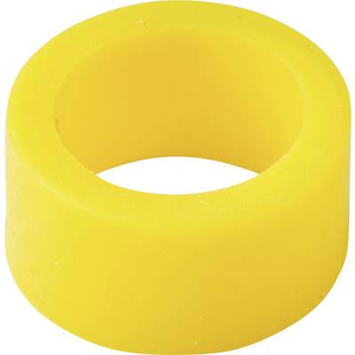 Anello cilindrico giallo con un centro cavo, mostrato isolato su uno sfondo bianco.