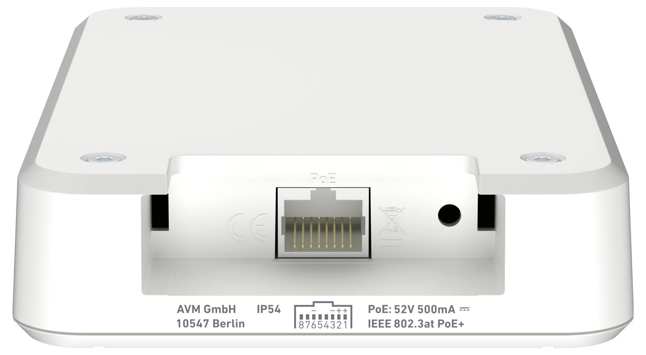 Un ripetitore Wi-Fi bianco collegato a una presa a muro, etichettato 'FRITZ!', con un pulsante 'Connect' rosso e una piccola spia luminosa.