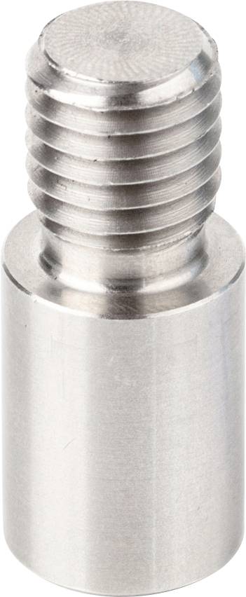 Un'immagine di un perno di posizionamento CNC metallico con la sezione superiore filettata e il corpo inferiore liscio utilizzato per l'allineamento di precisione nei macchinari.
