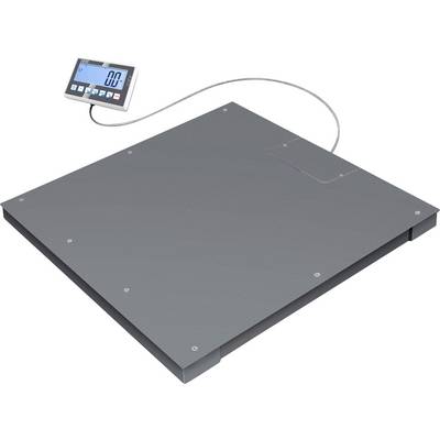 Bilancia digitale industriale da pavimento con piattaforma grande, collegata a un display digitale che mostra '0.0'.