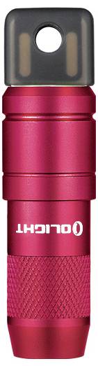 Una mano che tiene una piccola torcia verde compatta tra il pollice e l'indice, mostrando le dimensioni ridotte della torcia e il suo design elegante.