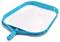 Retino per piscina blu con telaio in plastica e maglia fine, progettato per rimuovere i detriti dalle piscine.