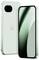 Uno smartphone dal design elegante di colore verde menta con una doppia fotocamera sul retro e uno schermo anteriore che visualizza forme astratte.