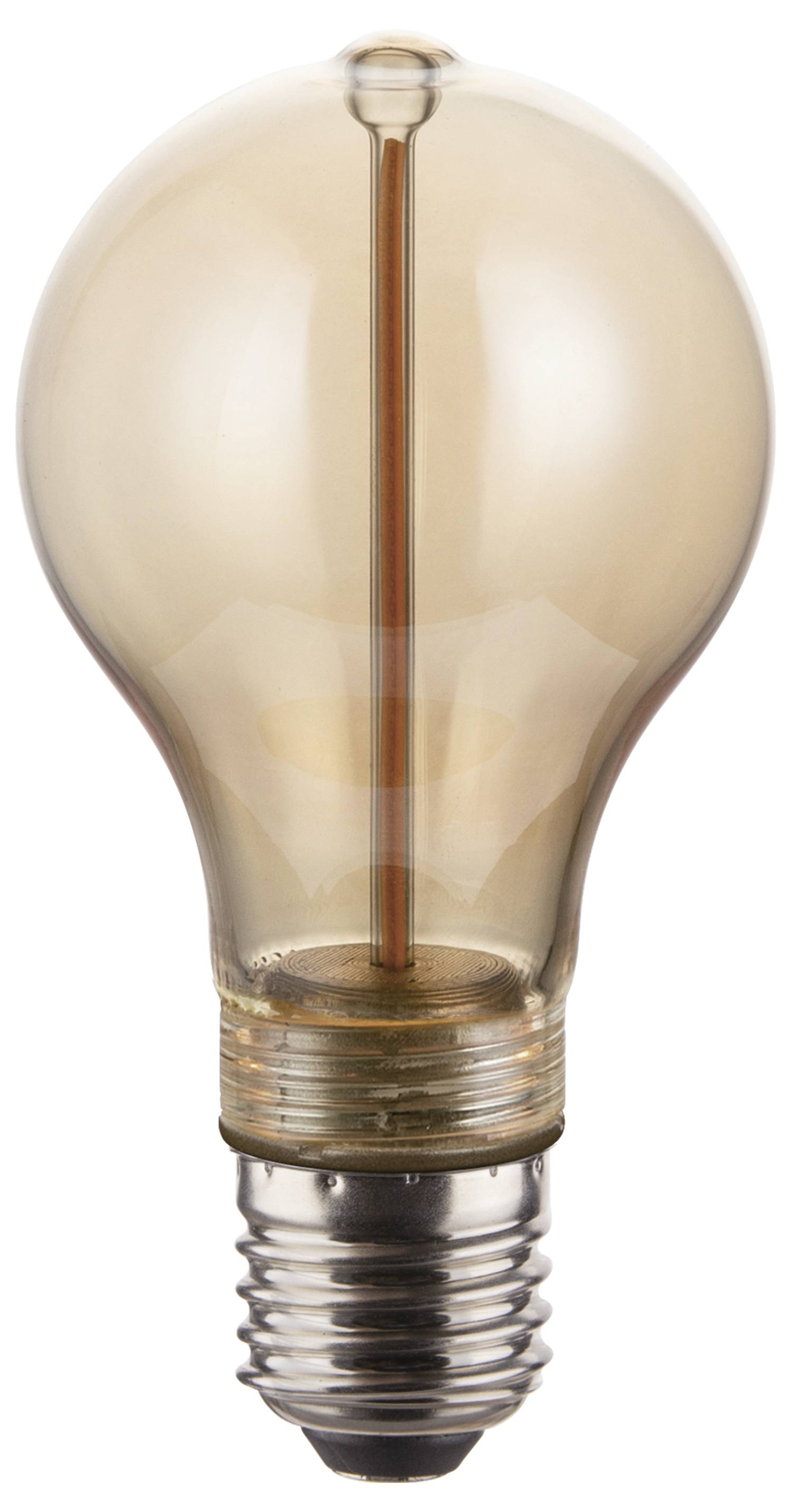 Una lampadina in stile vintage con filamenti visibili e una calda luce ambra, che rappresenta un design classico e un'atmosfera accogliente.