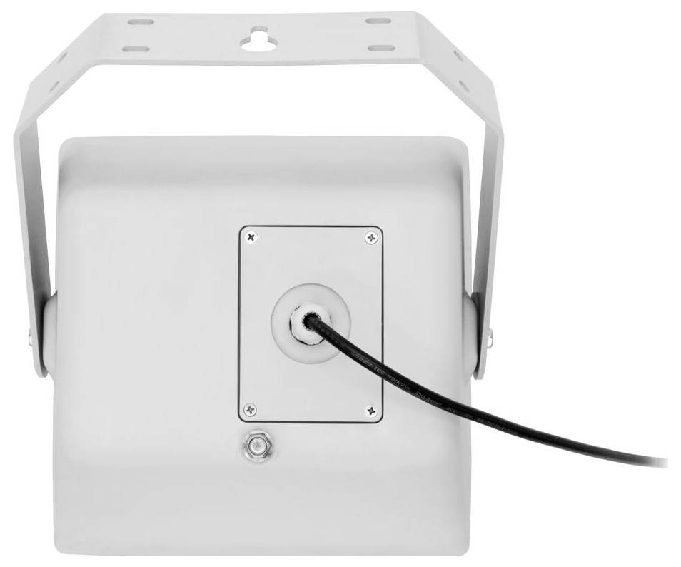 Supporto per fixture in metallo con cavo assicurato che si estende dal retro, progettato per installazioni a soffitto o a parete.