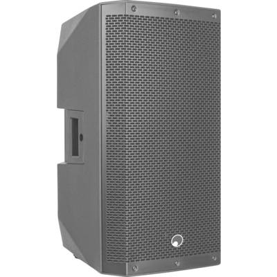 Un altoparlante audio nero con una griglia frontale strutturata e una maniglia laterale, progettato per l'amplificazione sonora professionale.