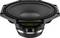 Un diffusore subwoofer esagonale nero con un ampio cono centrale, progettato per produrre suoni a bassa frequenza, visualizzato da un'angolazione laterale.