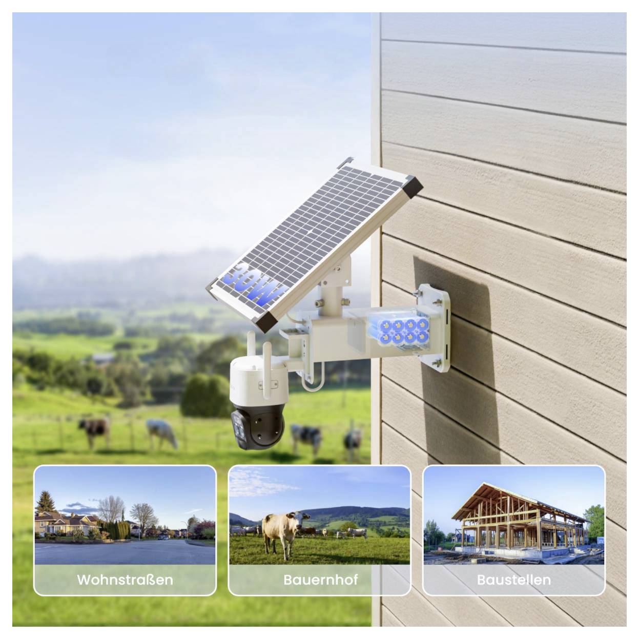 Un neonato avvolto in una soffice coperta blu beve da un biberon sullo schermo di un baby monitor con il testo: 5" LCD 720P.