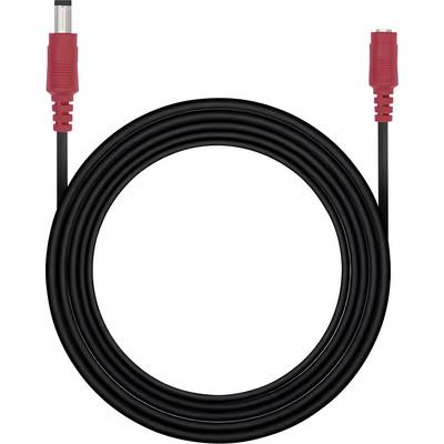 Un cavo nero arrotolato con connettori rossi a ciascuna estremità, tipicamente utilizzato per l'alimentazione o il trasferimento dati nei dispositivi elettronici.
