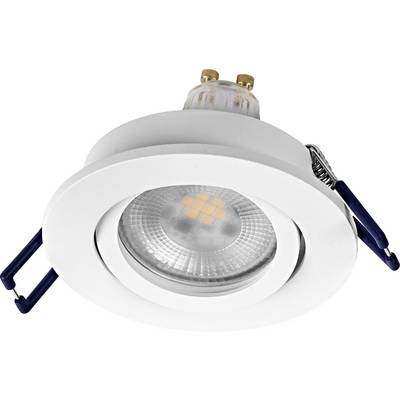 Una luce LED da incasso a soffitto bianca con clip di montaggio visibili, progettata per uso interno.