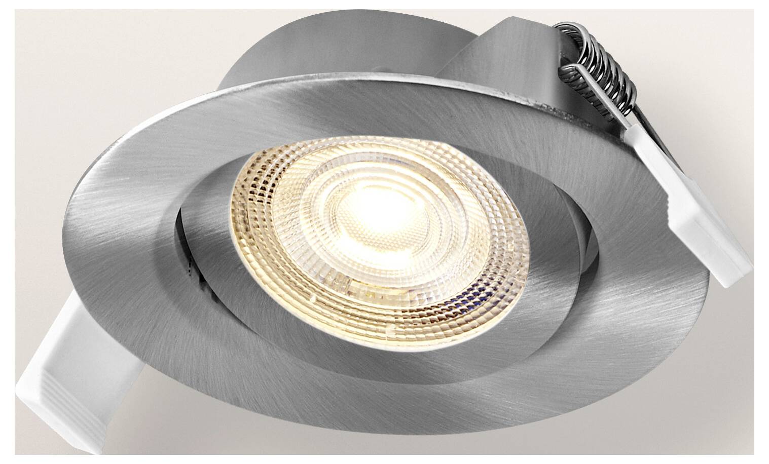 Un pannello batteria di luce da lavoro con design a sostegno triangolare, mostrato accanto alla sua confezione. La scatola evidenzia caratteristiche come la certificazione IP54 e 700 lumen.
