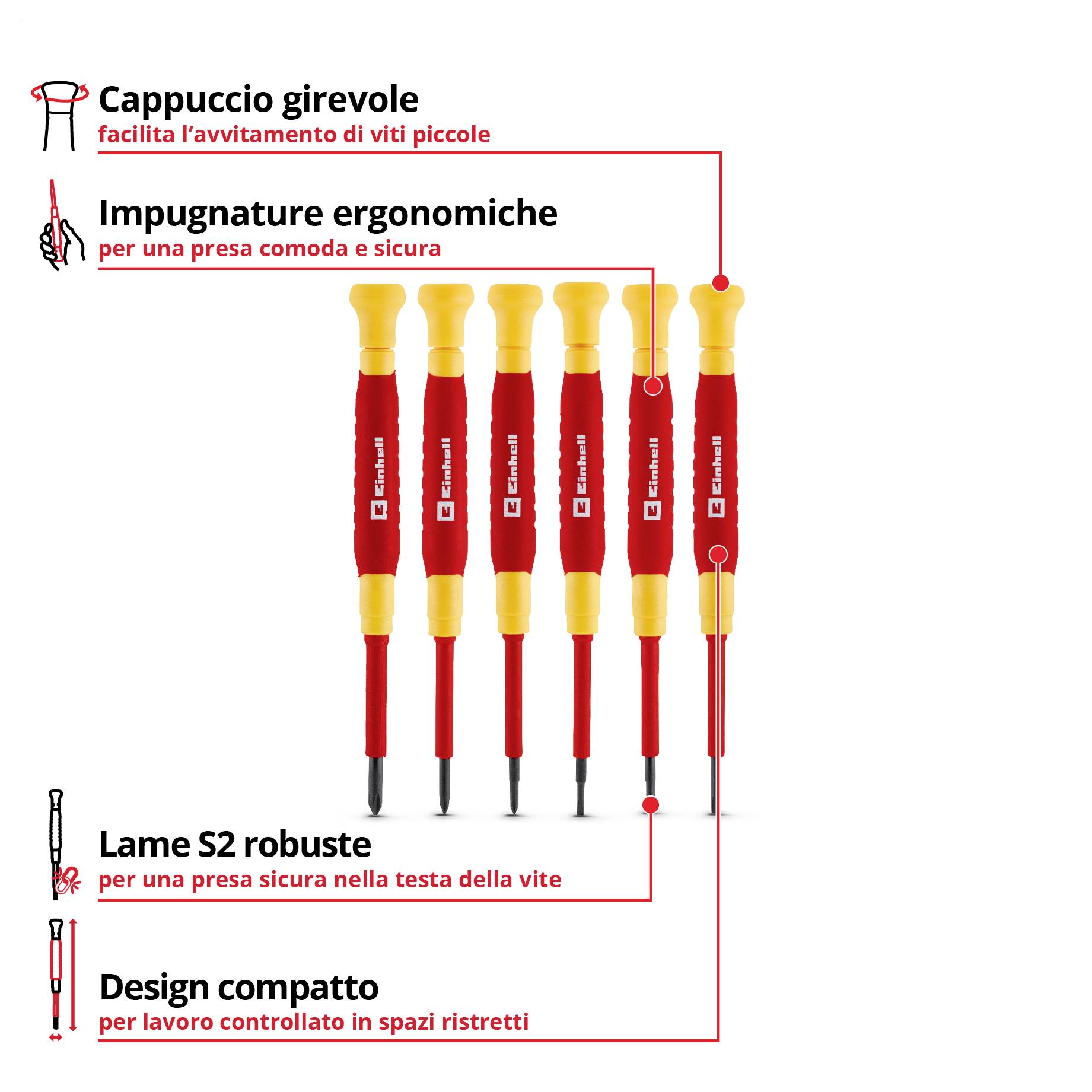 Einhell VDE Kit cacciaviti Dimensione (Cacciavite) PH 00, PH 0, PH 1, SL 3.0-1