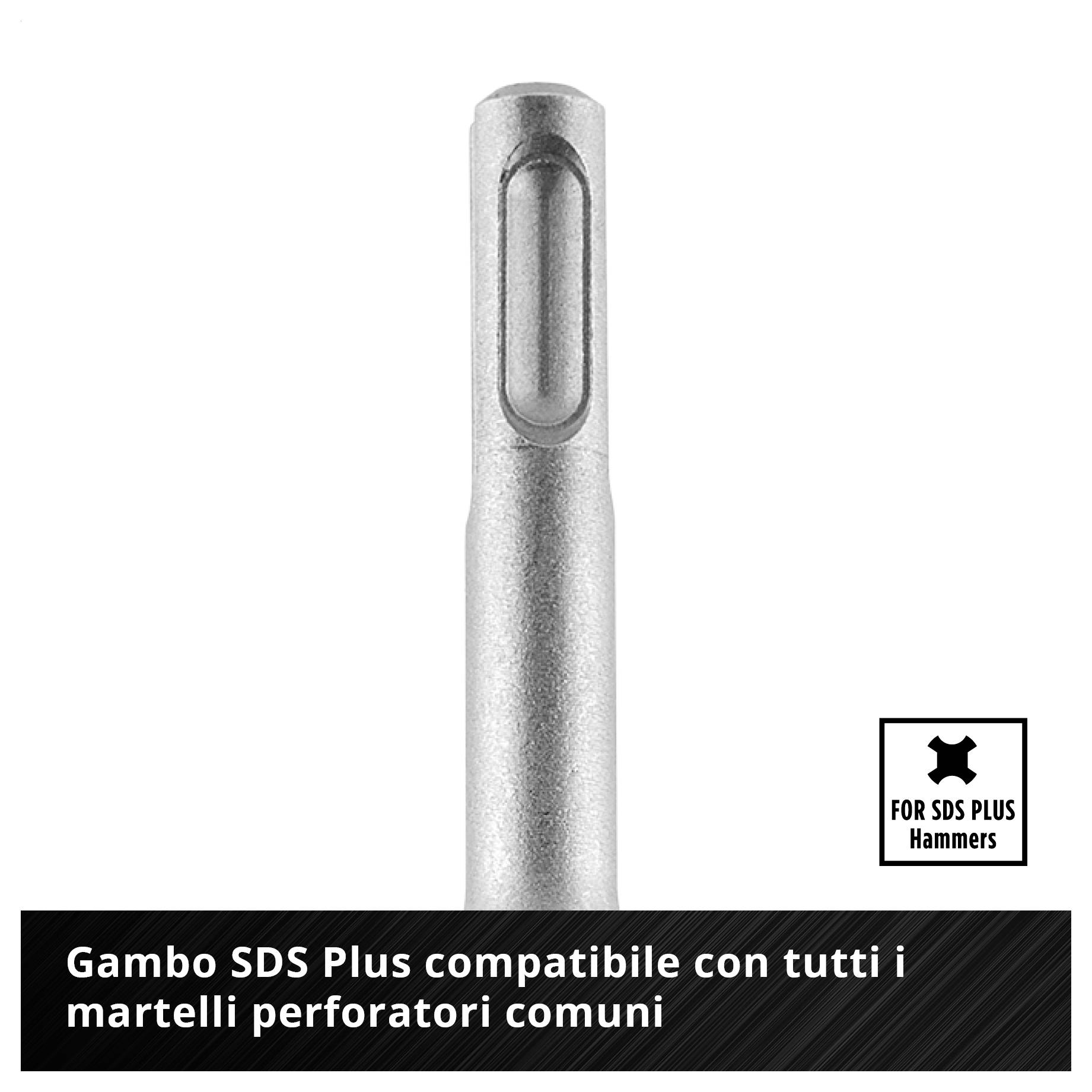 Punta trapano SDS-Plus per tutti i martelli pneumatici disponibili in commercio, con avviso "FOR SDS PLUS Hammers".