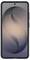 Uno smartphone che visualizza uno sfondo astratto con forme curve intrecciate in tonalità di grigio e pesca. Il telefono ha una fotocamera frontale.