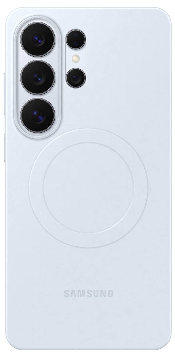 Uno smartphone con il retro bianco, dotato di tre grandi obiettivi fotografici e due sensori più piccoli. Il logo 'Samsung' è in rilievo sulla parte inferiore del retro.