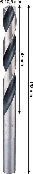 Bosch Accessories 2608577855 2608577855 HSS Punta a spirale per metallo 10.5 mm Lunghezza totale 133 mm 1 pz.-1