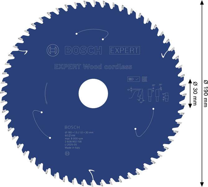 Bosch Accessories 2608902158 2608902158 Lama circolare Numero di denti: 60 1 pz.-1