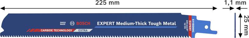 Bosch Accessories 2608902324 Lama per sega a gattuccio EXPERT Medium-Thick Tough Metal S1155HHC, 3 pz. 3 pz.-1