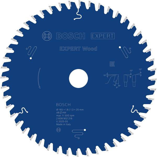Bosch Accessories 2608902218 2608902218 Lama circolare 165 x 20.0 x 1.3 mm Numero di denti: 48 1 pz.-2