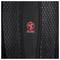 Un tessuto nero con texture con un motivo centrale e un logo rosso 'airvent' caratterizzato da un simbolo di ventilatore.