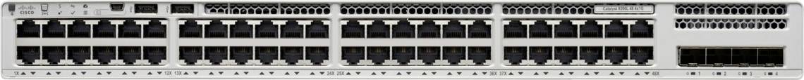 Un commutatore di rete con 48 porte Ethernet e 4 porte uplink aggiuntive, utilizzato per collegare più dispositivi in una rete.