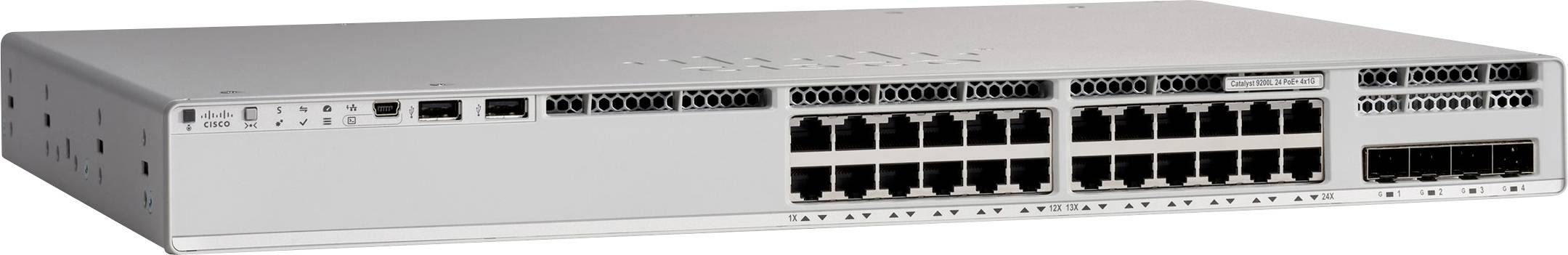 Un commutatore di rete con molteplici porte Ethernet per l'instradamento dei dati tra i dispositivi in una rete, caratterizzato da un design compatto e rettangolare.