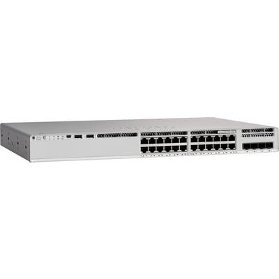 Un commutatore di rete con molteplici porte Ethernet per l'instradamento dei dati tra i dispositivi in una rete, caratterizzato da un design compatto e rettangolare.