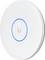 Punto di accesso Wi-Fi bianco e rotondo con un anello LED blu sulla parte anteriore.