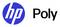 Logo HP Poly con un cerchio blu e il marchio 'hp' bianco accanto alla parola 'Poly' in testo nero