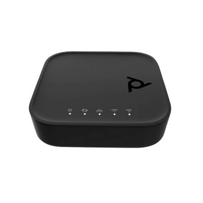 Modem/router TP-Link nero con design quadrato arrotondato e spie di stato sul davanti