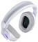 Cuffie over-ear bianche con padiglioni auricolari in tessuto grigio e una 'R' verde sul lato interno, che indica l'orecchio destro.