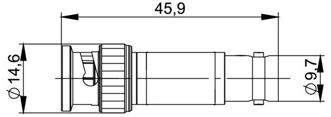 Disegno tecnico di un'assieme di connettore per cavi che mostra le dimensioni e la lunghezza L, con misure etichettate 13,2, max Ø5,7, 24, 12,9 e 13,7.