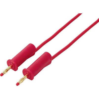 Due spire di prova per banana plug rossi con estremità cilindriche isolate e connettori in oro esposto su sfondo bianco.