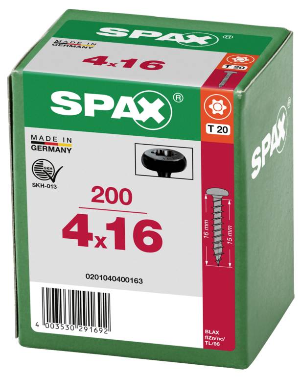 SPAX 0201040400163 Viti a testa mezza tonda 4 mm 16 mm T-STAR plus Acciaio 200 pz.-3