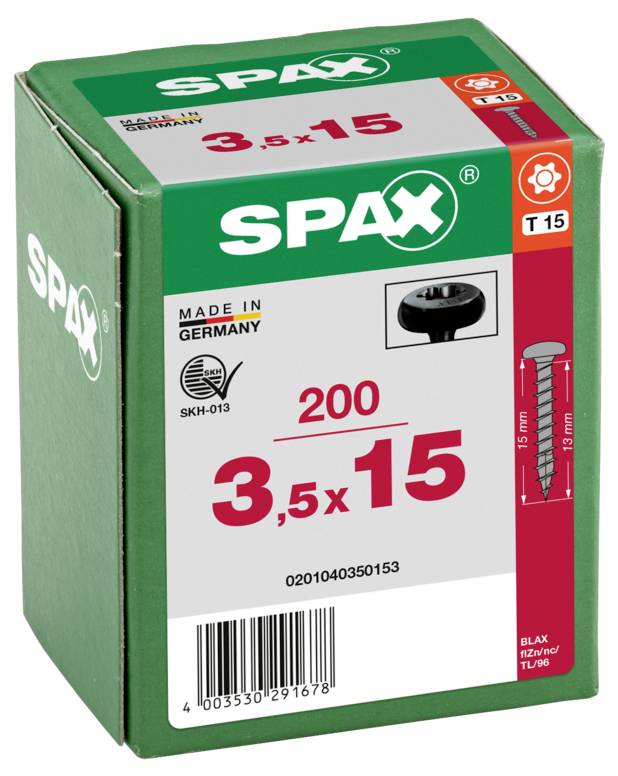 SPAX 0201040350153 Viti a testa mezza tonda 3.5 mm 15 mm T-STAR plus Acciaio 200 pz.-2