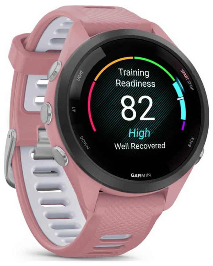 Orologio sportivo Garmin che mostra il timer 08:20, distanza 12,31, ritmo 5:30, frequenza cardiaca 140 e zone di attività colorate.