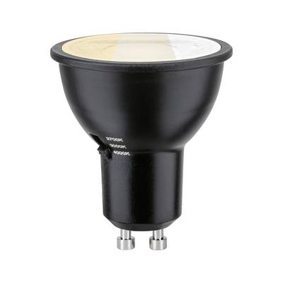 Lampadina con fascio nero concentrato con due piedini metallici e ampia superficie riflettente su sfondo bianco.